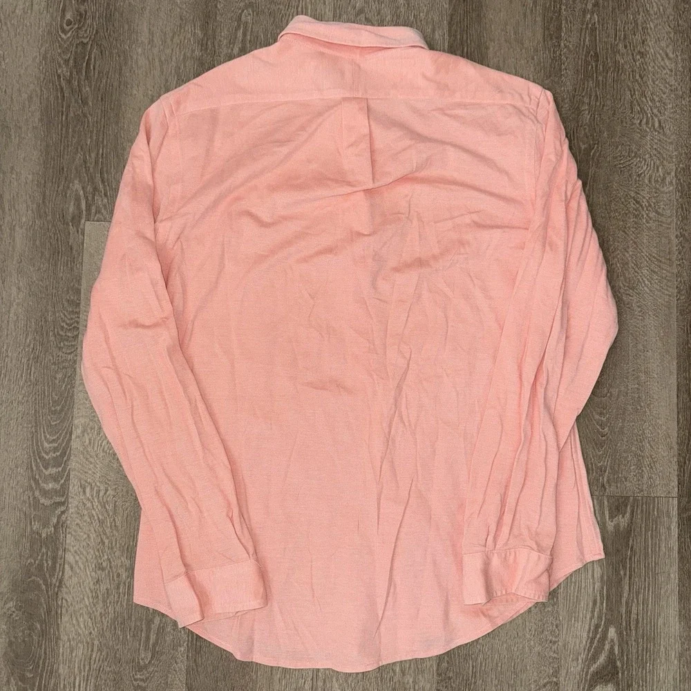 Polo Ralph Lauren Long Sleeve Button Down Knit Oxford Shirt Mens XL Peach Orange